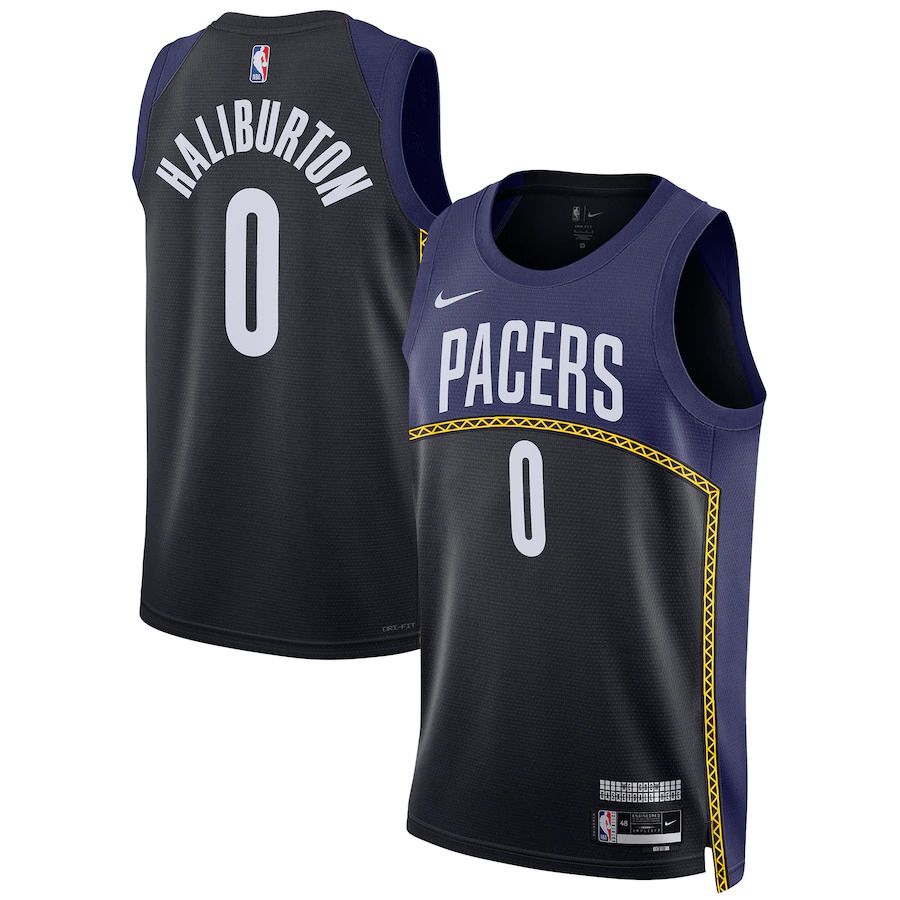 Men Indiana Pacers 0 Tyrese Haliburton Nike Blue City Edition 2022-23 Swingman NBA Jersey